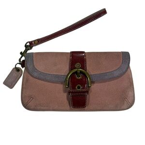 Coach Suede Buckle Wristlet Dusted Pink Lavender Y2K